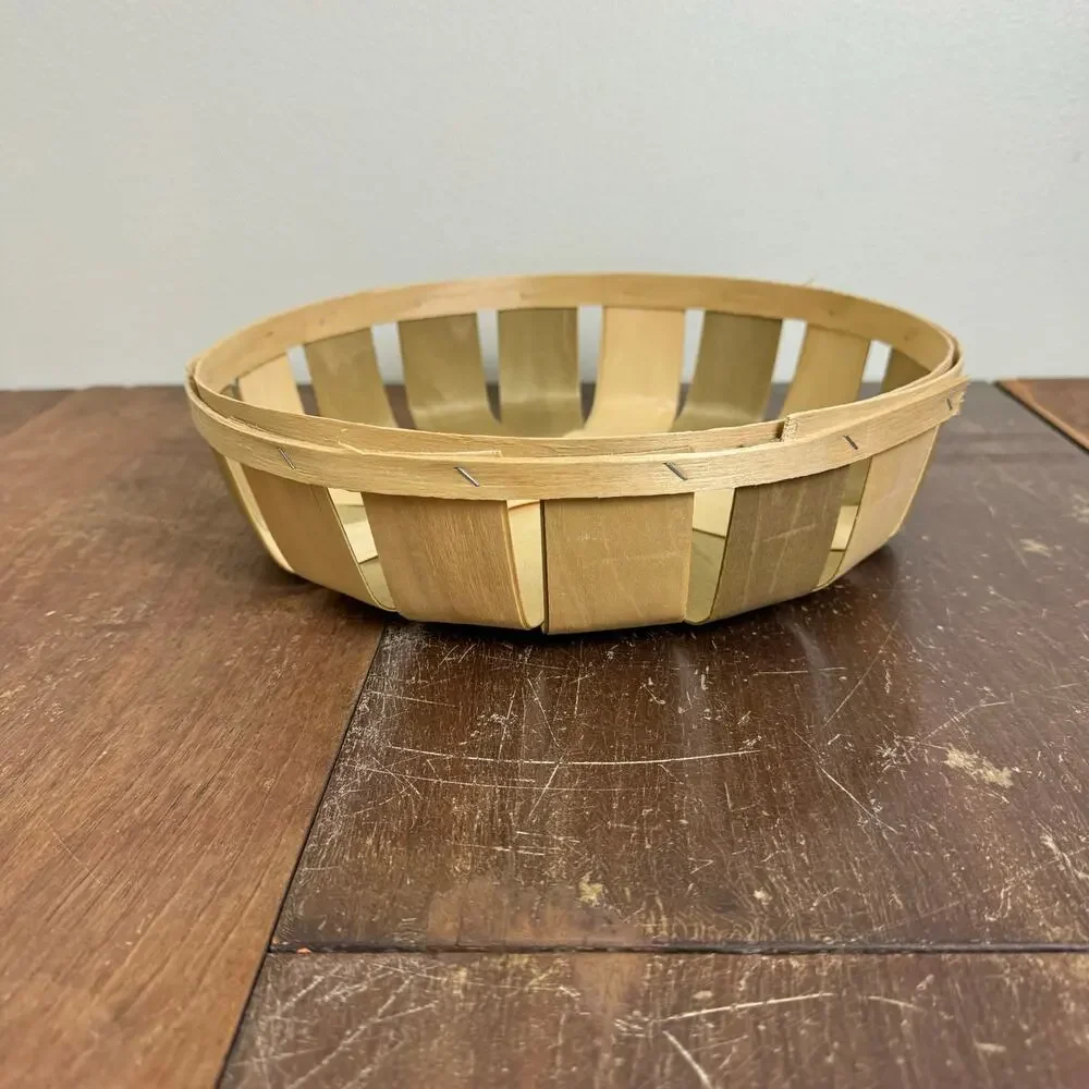 Round Shallow Harvest Basket Vintage Retro‎ Farmhouse Wall Decor